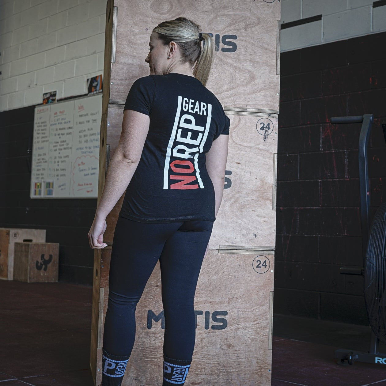 Black tee, back of tee, NRG logo