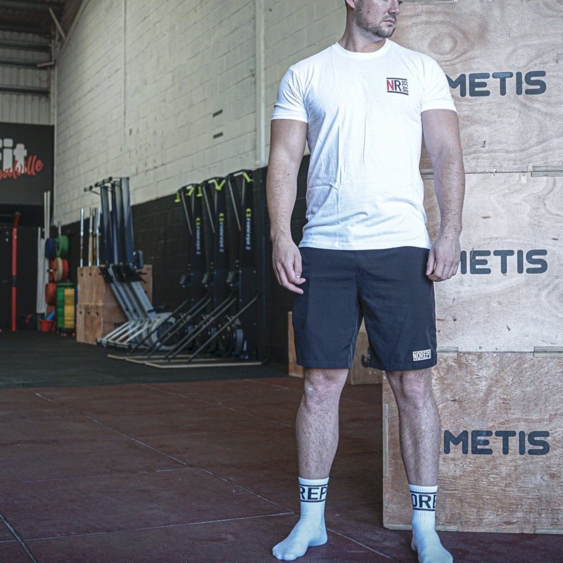NRG tee, white tee, fitness top