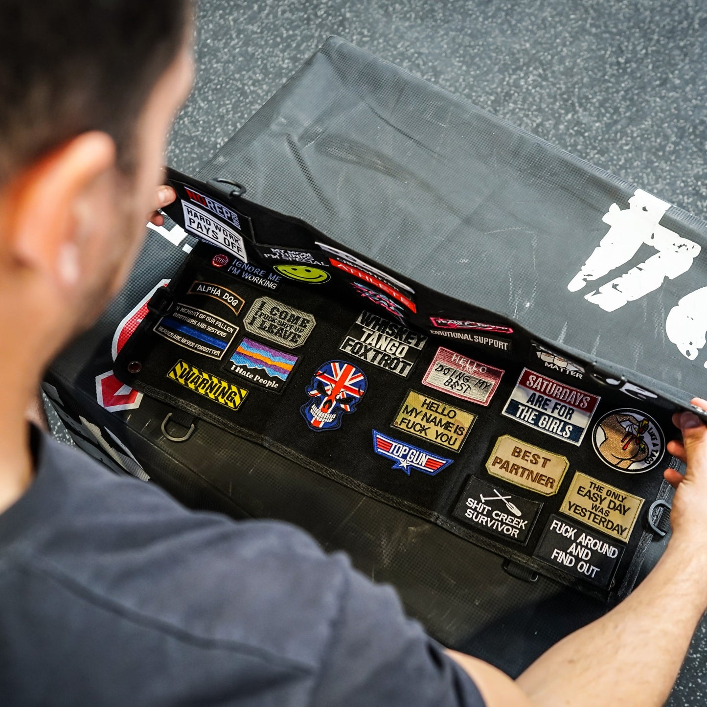 Foldable patch, velcro patches, patch storage