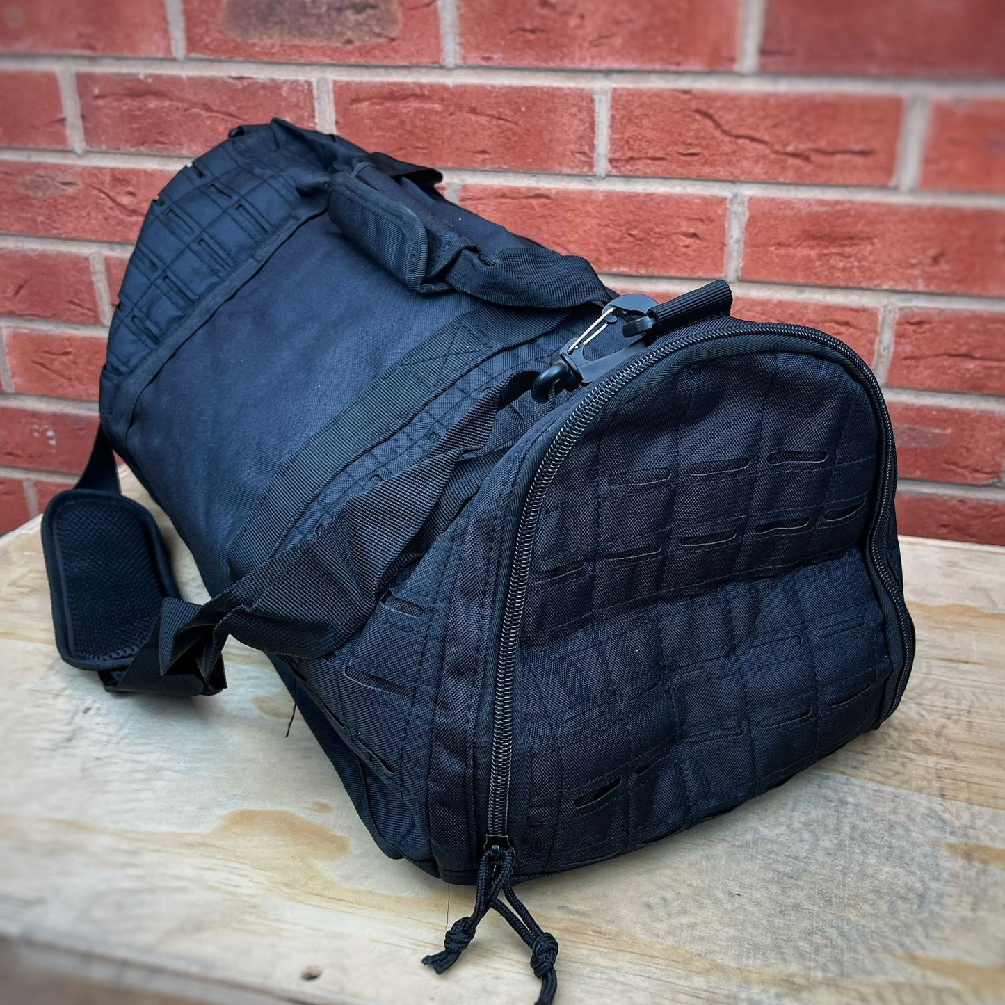 Duffel bag, side view